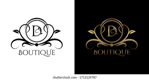 Luxury Boutique Logo Letter D Template Vector Circle for Restaurant, Royalty, Boutique, Cafe, Hotel, Heraldic, Jewelry, Fashion