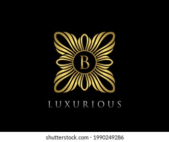 Luxury Boutique P Letter Logo. Golden floral badge design  for Royalty, Letter Stamp, Boutique,  Hotel, Heraldic, Jewelry, Wedding.