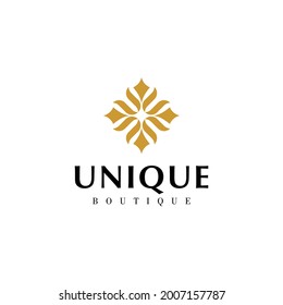 Diseño de logotipo único de ornamentos con encanto y lujo Premium