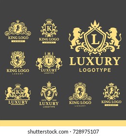 Luxury boutique Royal Crest high quality vintage product heraldry logo collection brand identity vector illustration.