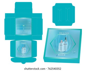 Luxury box design with die cut tray template and mockup box. Illustration vector.