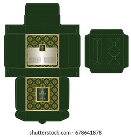 Luxury box design for a set of skin care products with die cut tray template for cosmetic containers. Illustration vector