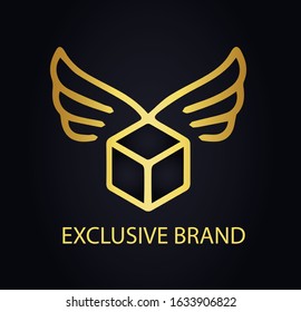 luxury box logo with gold wings