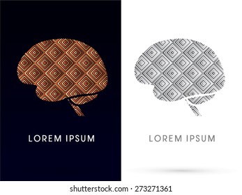 Luxury Brain, designed using square geometric shape, sign, logo, symbol, icon, graphic, vector.