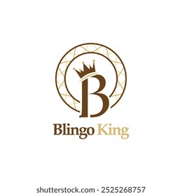 Luxury Brand Blingo King logo template, Initial Letter B with King Crown and twirl circle Logo icon