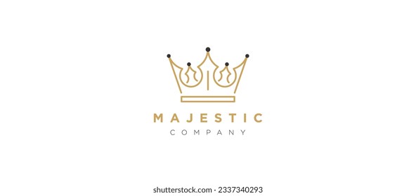 Luxury brand Crown Logo Royal King Queen Logo design vector template. Line art concept icon on white background.