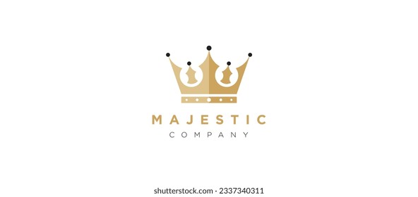 Marca de lujo Crown Logo Real King Queen Modelo de diseño vectorial.  
Icono de concepto premium sobre fondo blanco.