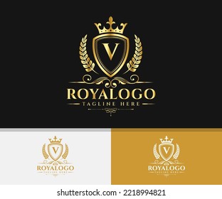 Luxury Brand Elegant Royal Logo. Royal Letter V Logo Template.