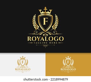 Luxury Brand Elegant Royal Logo. Royal Letter F Logo Template.