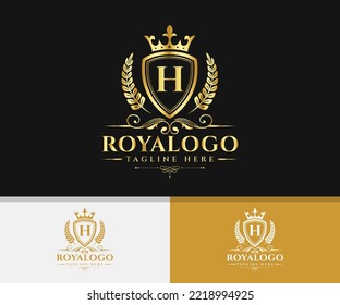 Luxury Brand Elegant Royal Logo. Royal Letter H Logo Template.