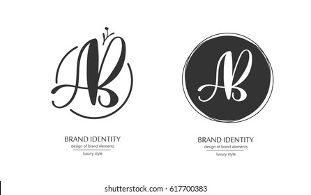 Luxury brand identity. Calligraphy AB letters - sophisticated logo design