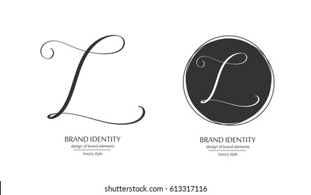 Luxury brand identity. Calligraphy L letter in a circle - sophisticated minimalistic logo design.