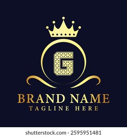 Luxury brand letter G logo with crown.