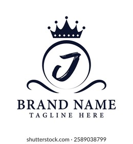 Luxury brand letter J logo with crown.