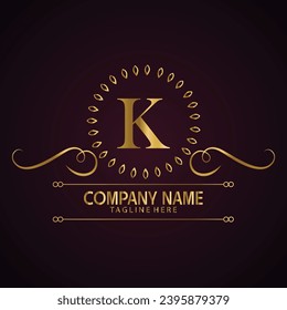 Luxury brand letter K logo with crown.