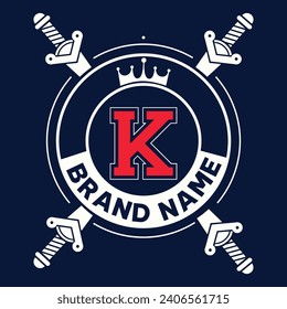 Luxury brand letter K logo with crown.