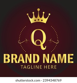 Luxury brand letter Q logo with crown.