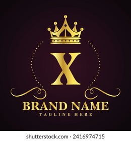 Luxury brand letter X logo with crown.
