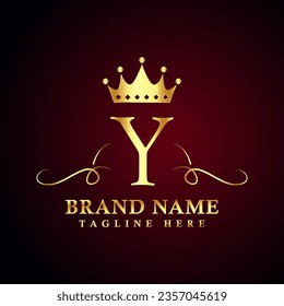 Luxury brand letter Y logo with crown.