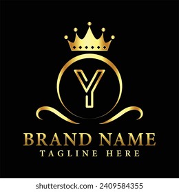 Luxury brand letter Y logo with crown