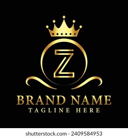 Luxury brand letter Z logo with crown.