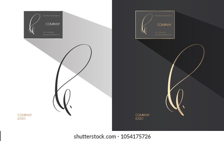 Luxury brand line logo with L, E, B letters combination. Classic style branding templates. Business cards and used seamless patterns included