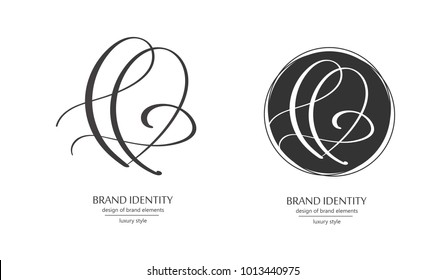 Luxury brand line logo with uppercase H or lowercase l, f letter combination. Classic style branding templates. Business cards and used seamless patterns included