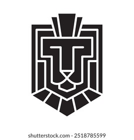 Luxury brand lion with a crown head shield logo design. Vector icon element for business project. Concept stability and protect your investments isolated on white background