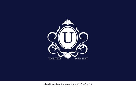 Luxury brand logo with letter U. Vector concept monogram premium design for business, hotel, wedding services, boutique, jewelry and other brands.