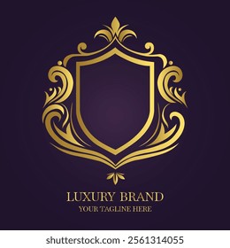  Luxury Brand Logo, Ornate Gold Shield
