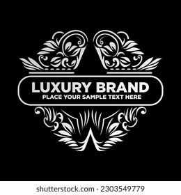 Luxury Brand Silver Logo Floral Design Vector  Artwork