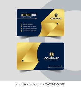 Luxury Branding Business Card Template in Navy Blue and Gold