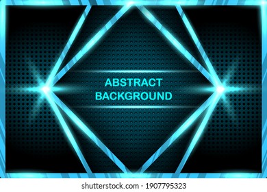 Luxury bright blue lines with metal effect style, lines with neon borders on dark background