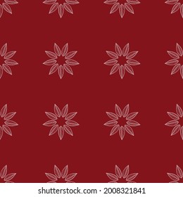 Luxury bright red background vector. Floral pattern, Golden fantasy leaf plant line arts, Simple flat vector illustration for packaging and fabric