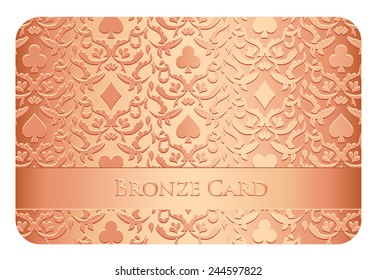 Luxury bronze card with card symbols ornament