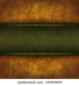 Luxury brown background with dark green board in vintage or grunge style, place for text. Vector illustration