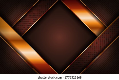 Luxury brown background with golden lines combination.