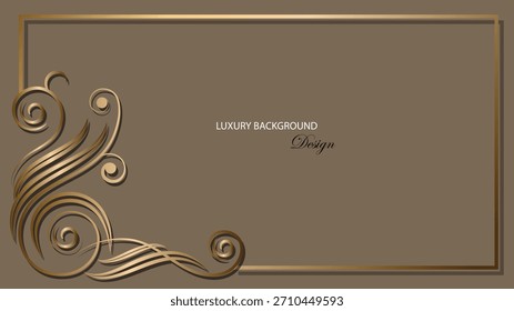 Luxury brown background vector design. Gold vintage floral in brown background. Suit for banner, backdrop, business card, invitation, and others