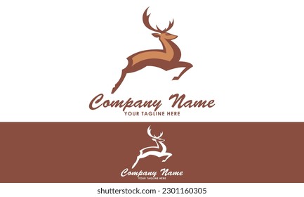 Luxury Brown Color Jump Deer Logo Design