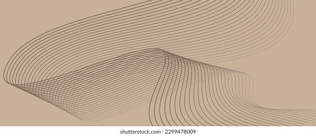 Luxury brown lines on a beige background. Premium background design with line wave flow pattern. Striped wave flow template of soft and lovely feeling. banners, invitations, and other digital designs