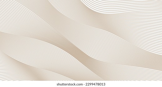 Luxury brown lines on a beige background. Premium background design with line wave flow pattern. Striped wave flow template of soft and lovely feeling. banners, invitations, and other digital designs