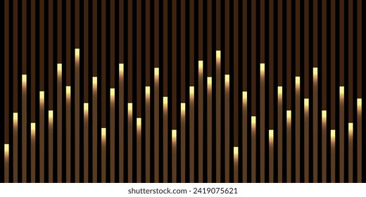 Luxury brown wood lines backdrop with abstract down light background