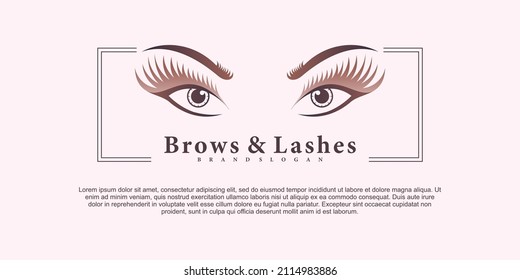 Luxusbrauen und Lashes Logo mit modernem Abstrakelement Premium vektor