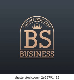 Luxury BS Logo with Crown. Elegant Letter BS Business Logo