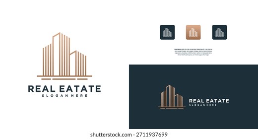 Logotipo de diseño de edificios de lujo. Inspiración de icono de construcción, apartamento y arquitecto