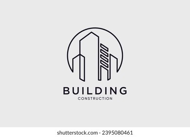 Icono de construcción de lujo vector de diseño de logotipo para negocios de construcción con idea creativa