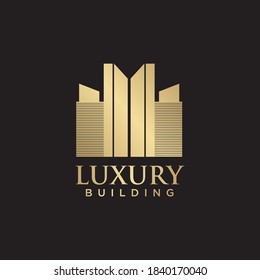 Luxury building logo design template with golden color