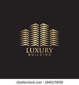 Luxury building logo design template with golden color