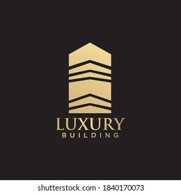 Plantilla de diseño de logotipo de construcción de lujo con color dorado
