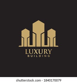 Luxury building logo design template with golden color